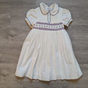 Pepa London Hand Smocked Plumetti Short Sleeve Dress 4Y